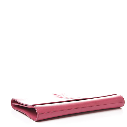 Saint Laurent Goatskin Monogram Large Belle De Jour Clutch Lipstick Fuchsia 4 of 14