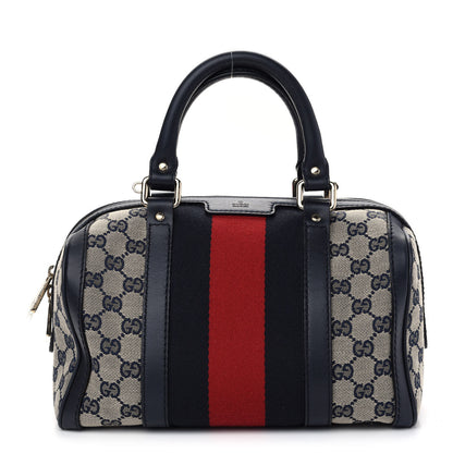 Gucci Monogram Vintage Web Small Boston Navy 1 of 9
