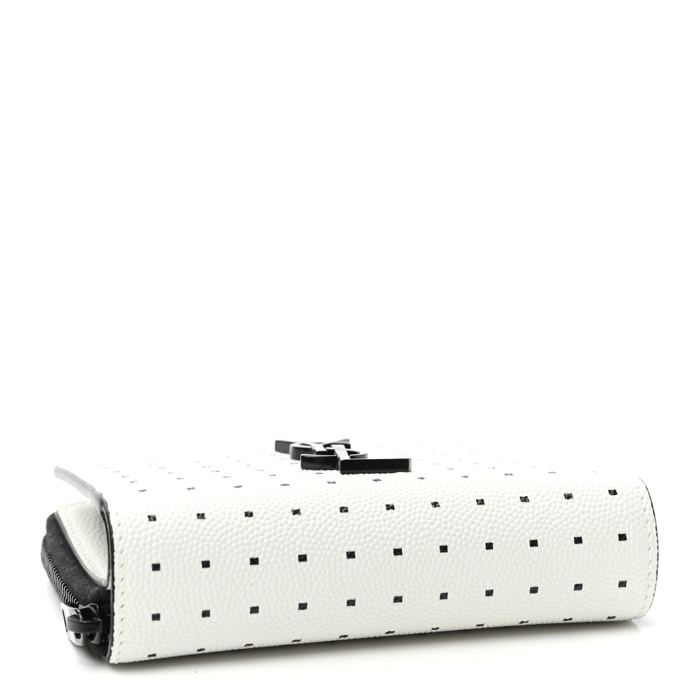 Grain De Poudre Matelasse Dotted Squares Monogram Compact Zip Around Wallet White Black
