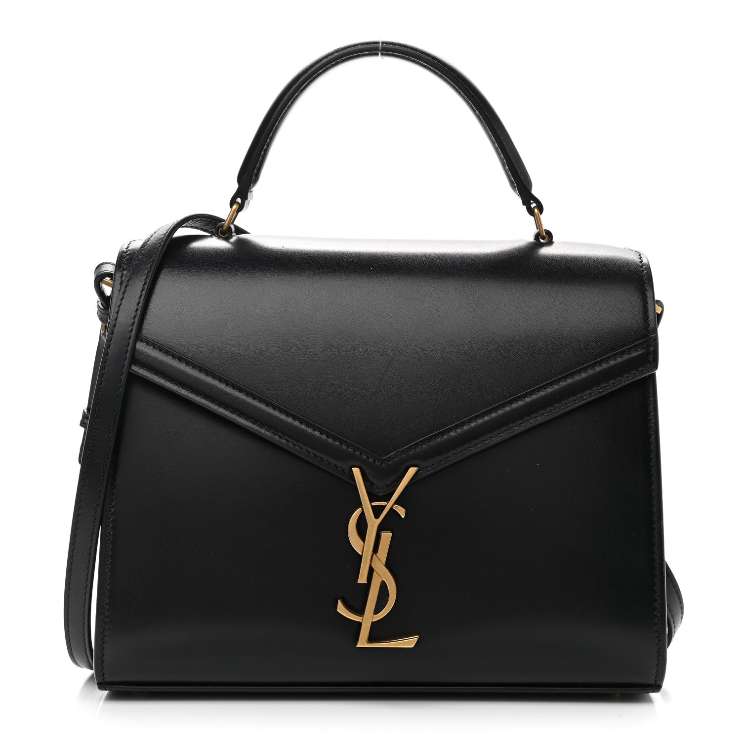 Saint Laurent Smooth Calfskin Medium Classic Monogram Cassandra Top Handle Black Rouge Legion 1 of 14
