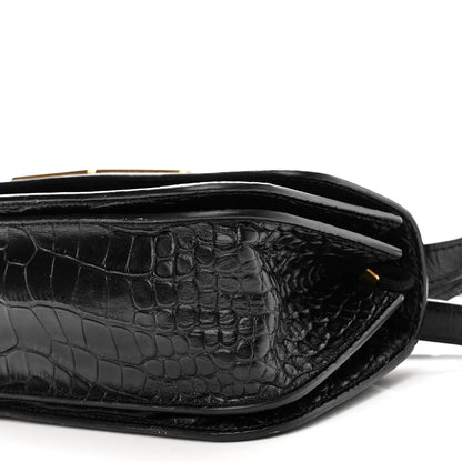 Balenciaga Extra Supple Calfskin Crocodile Embossed Small Gossip Bag Black 9 of 9