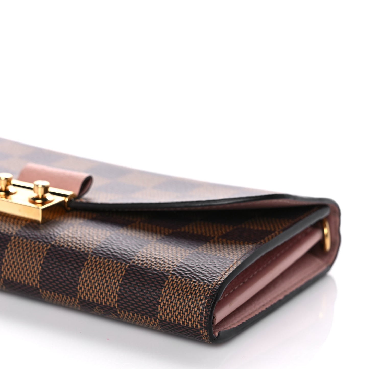 Damier Ebene Croisette Chain Wallet Rose Ballerine