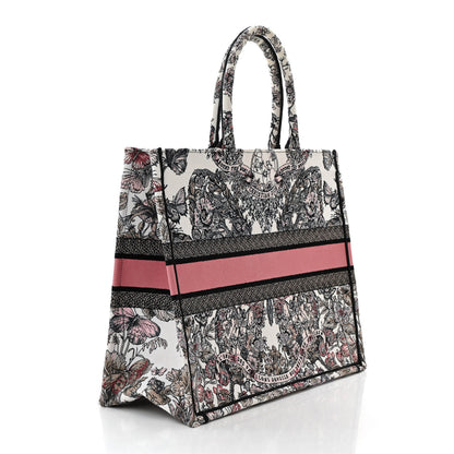 Christian Dior Canvas Embroidered Large Butterfly Around The World Book Tote White Pastel Pink 3 of 10