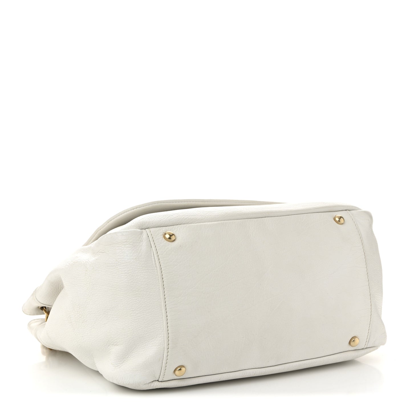 Grained Calfskin Metal Mosaic Flap White