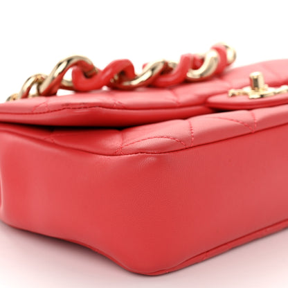 Chanel Lambskin Quilted Resin Bi-Color Chain Flap Bag Red 9 of 11