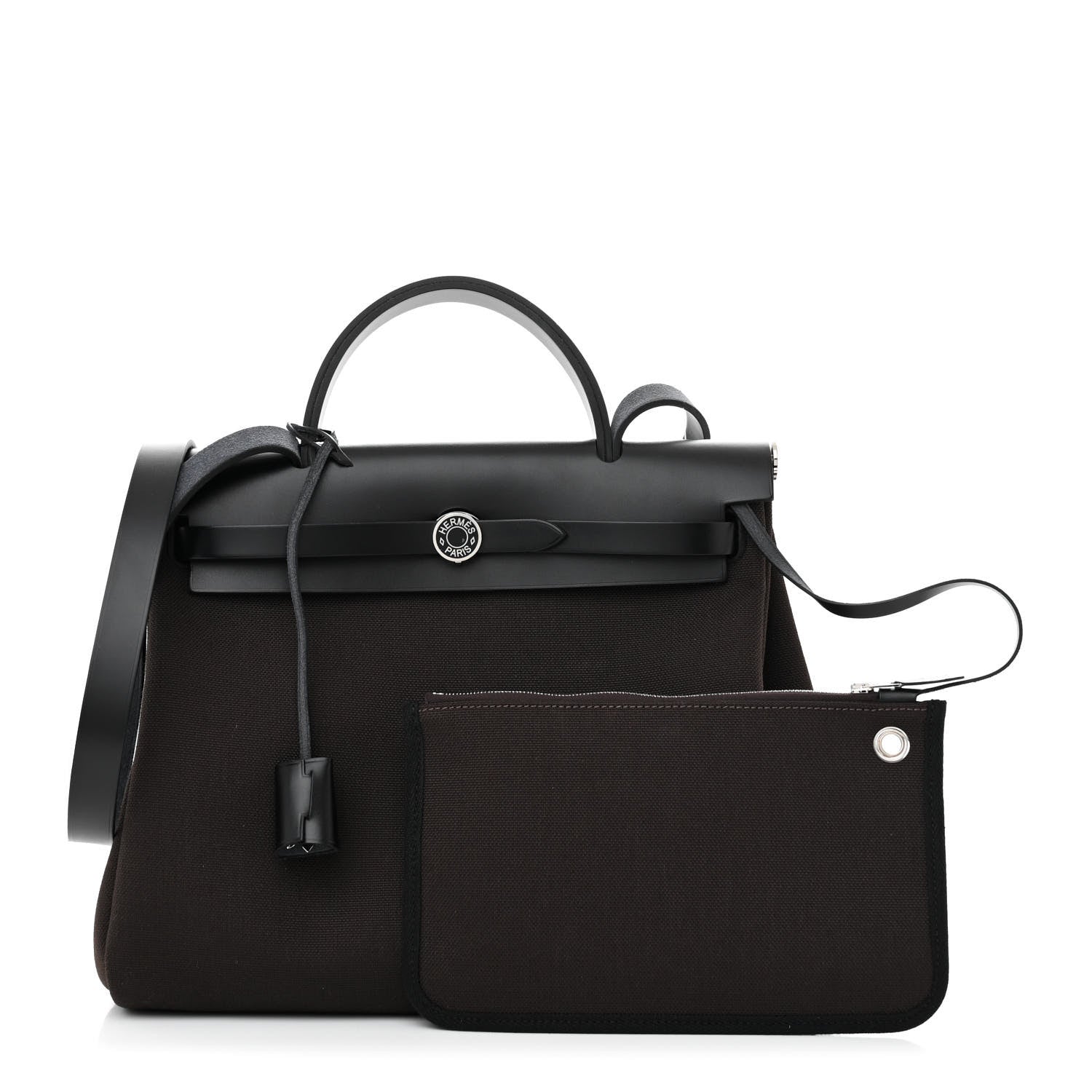 Hermes Military Toile Vache Hunter Herbag Zip Retourne 31 PM Ebene Black 1 of 11