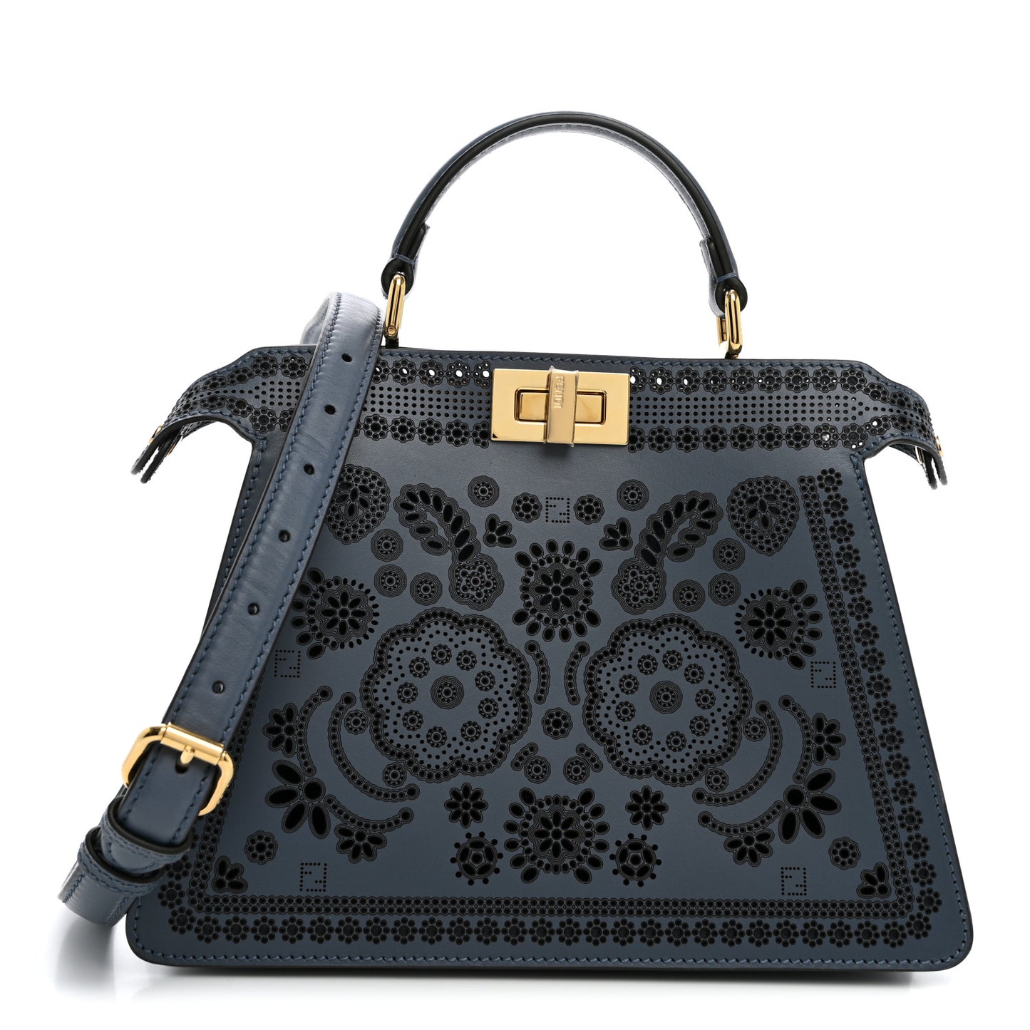 Calfskin Shiny Nappa Laser Rate Bandana Small Peekaboo I SEE U Satchel Myrtle