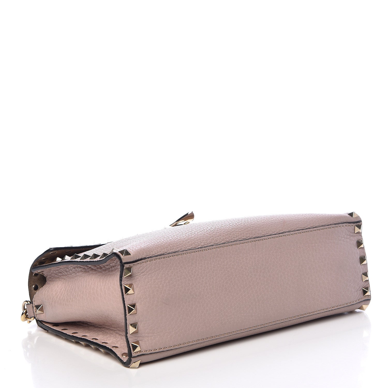 Valentino Garavani Pebbled Calfskin Small Rockstud Single Handle Flap Bag Poudre 5 of 21
