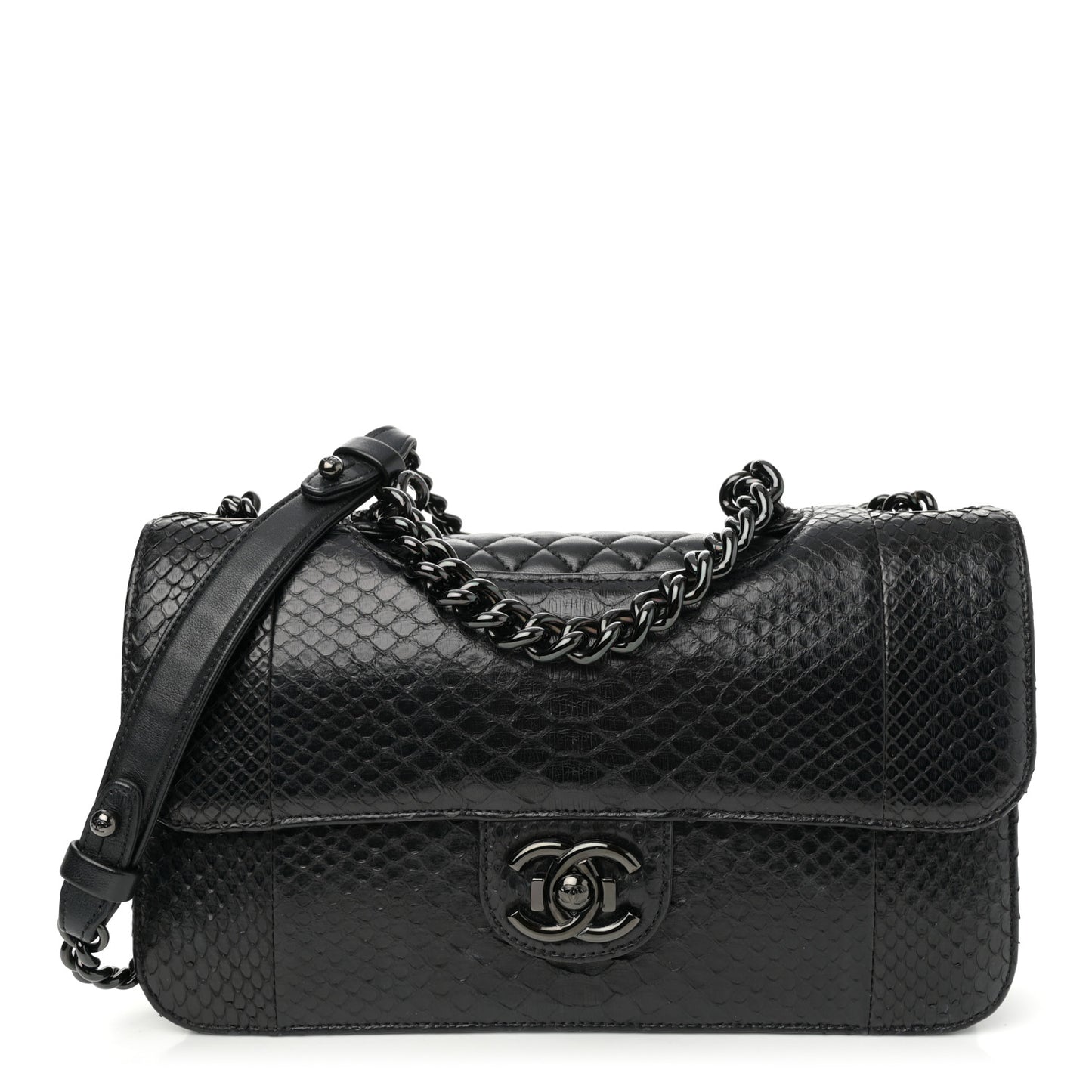 Snakeskin Medium Perfect Edge Flap Black