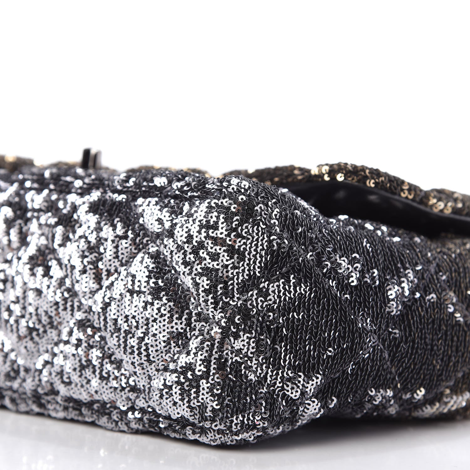Chanel Sequin Quilted Ombre Medium Single Flap Dark Grey Gold 7 of 10