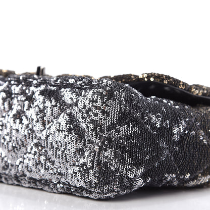 Chanel Sequin Quilted Ombre Medium Single Flap Dark Grey Gold 7 of 10