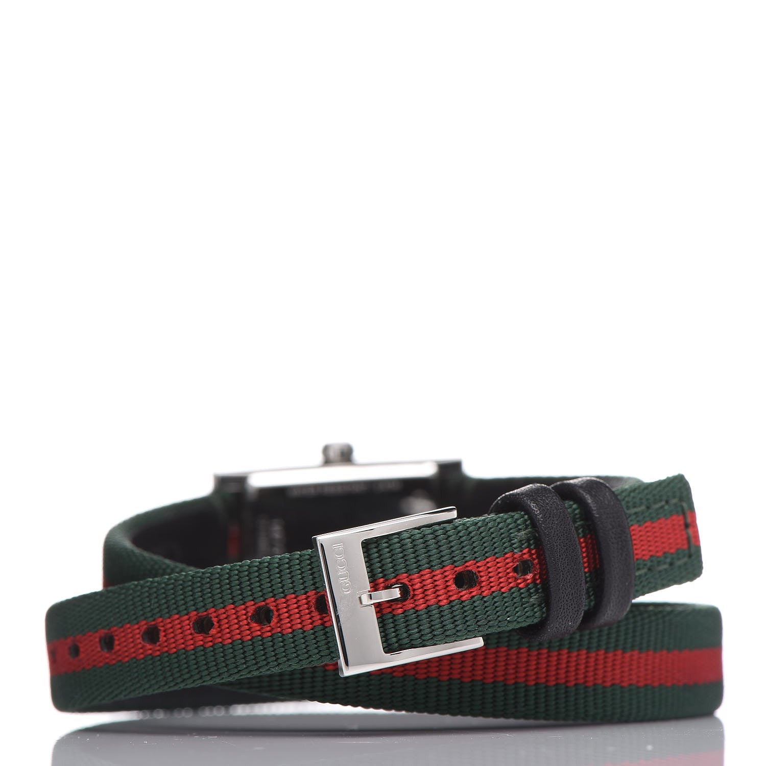 Gucci Stainless Steel Nylon 14mm Web G-Frame Double Wrap Quartz Watch Green 4 of 8