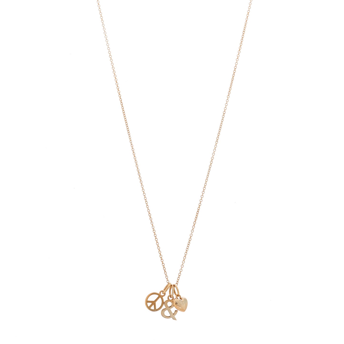 18K Rose Gold 3 Charm Pendant Necklace
