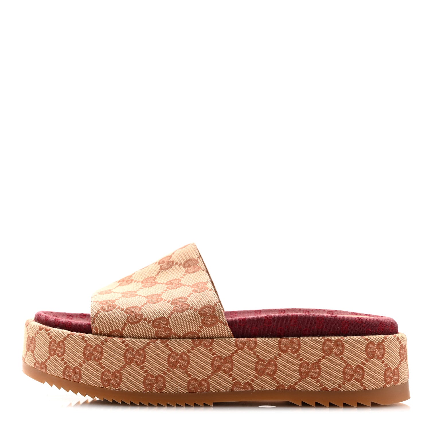 Gucci Canvas GG Monogram Angelina Platform Slide Sandals 39.5 Beige Ruggine 1 of 9