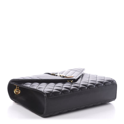 Saint Laurent Grain De Poudre Textured Mixed Matelasse Triquilt Medium Monogram Satchel Black 3 of 9
