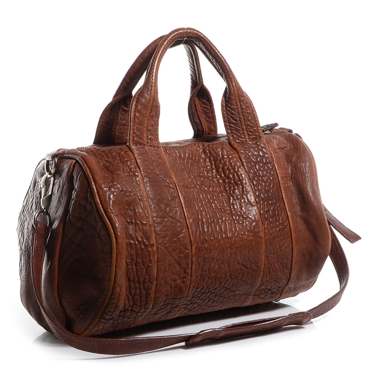 Pebbled Lambskin Rocco Brown w Antique Silver Hardware