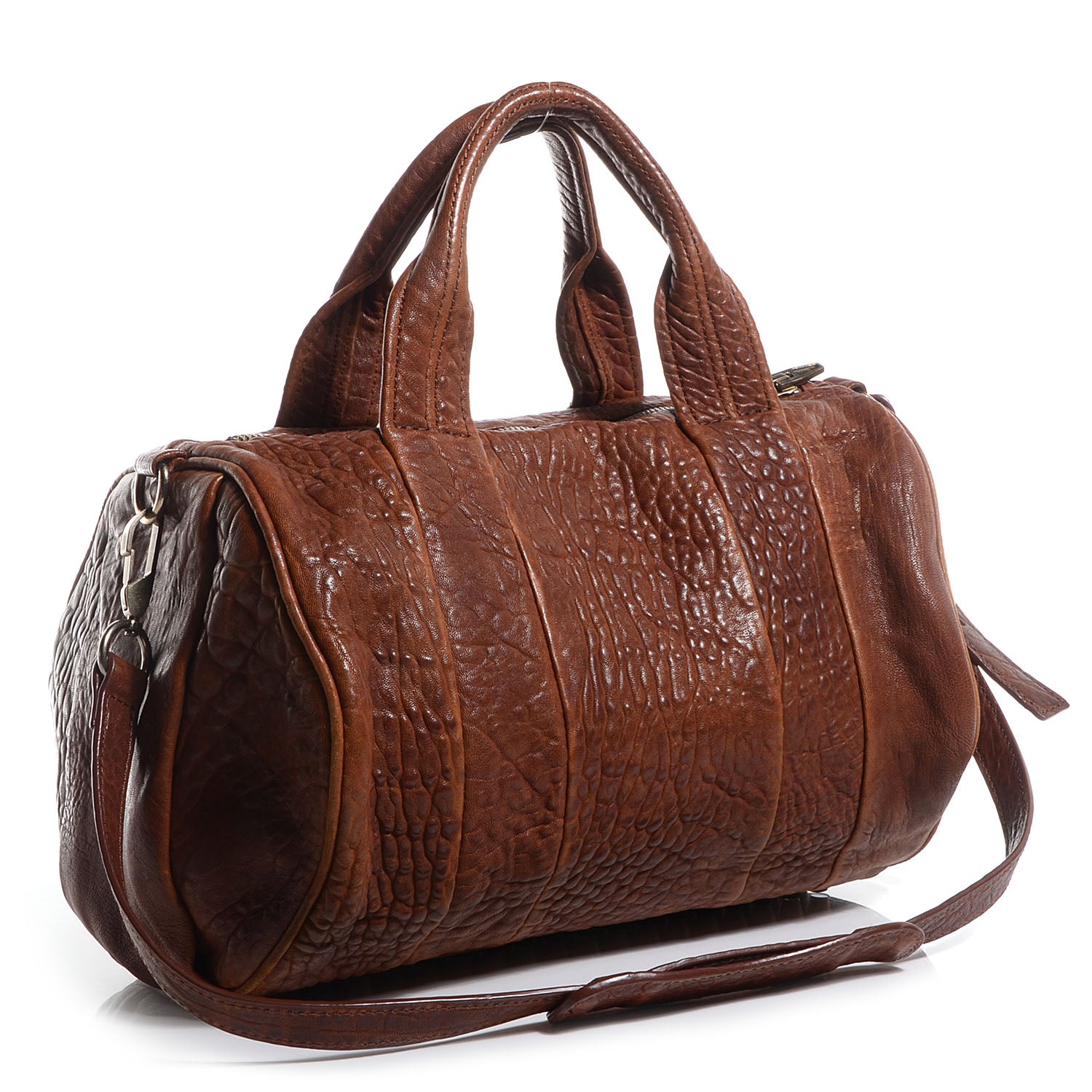 Alexander Wang Pebbled Lambskin Rocco Brown w Antique Silver Hardware 3 of 7