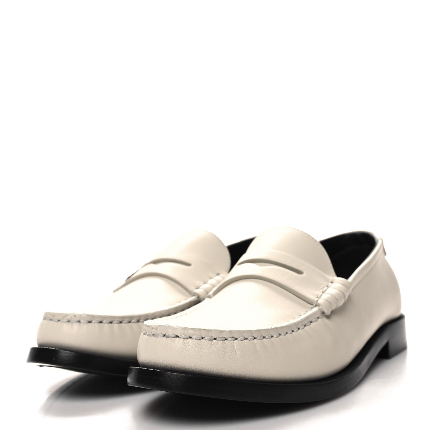 Saint Laurent Calfskin Penny Loafers 37.5 Pearl 3 of 10