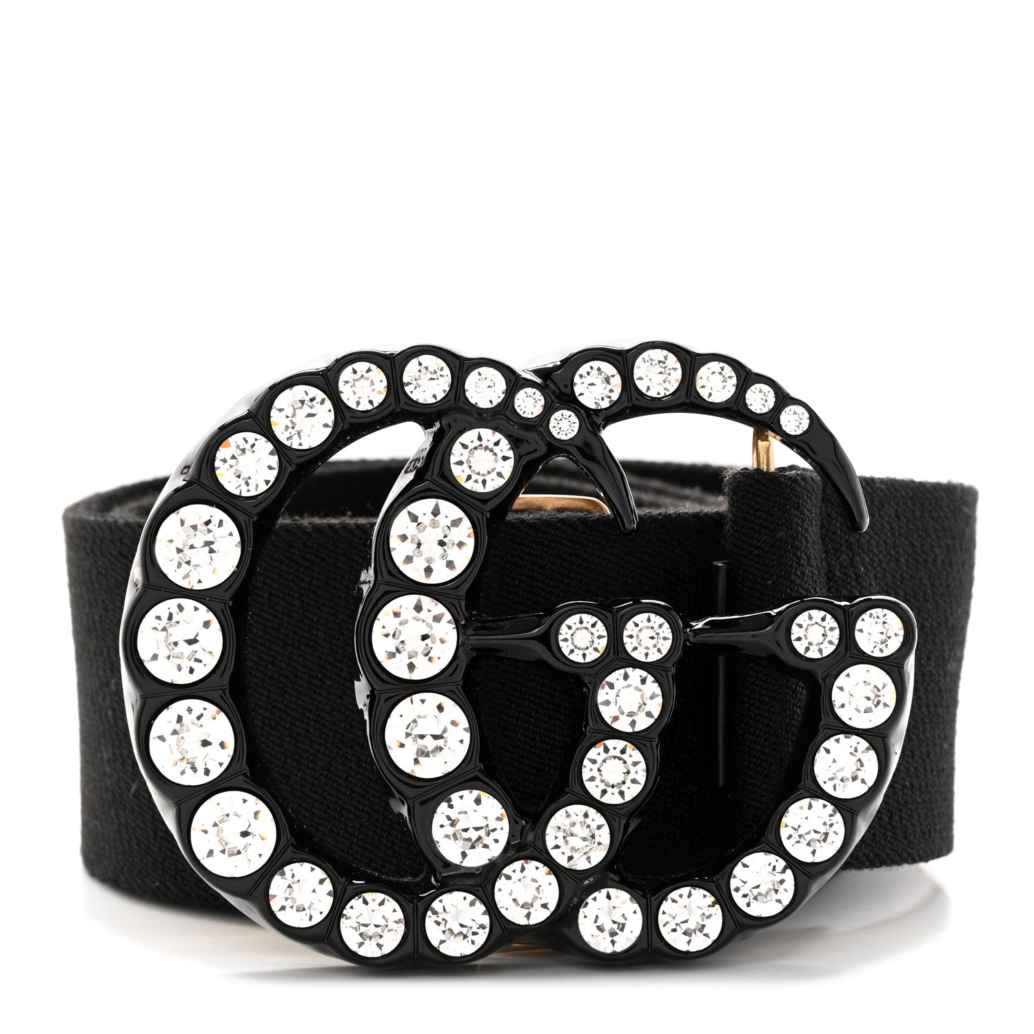 Gucci Elastic Crystal Embellished Plexiglass GG Marmont Belt 100 40 Black 1 of 3