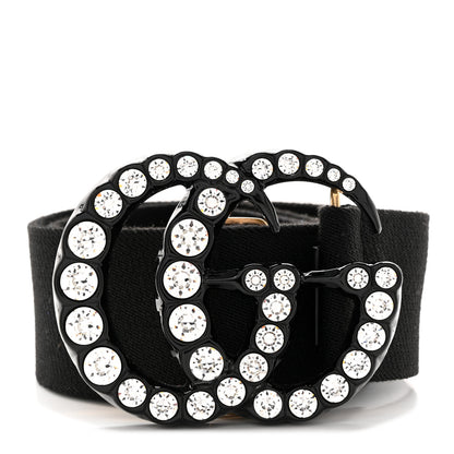 Gucci Elastic Crystal Embellished Plexiglass GG Marmont Belt 100 40 Black 1 of 3