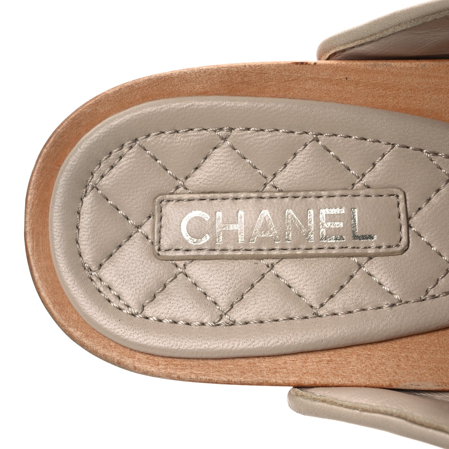 Lambskin Quilted CC Clogs 38 Beige
