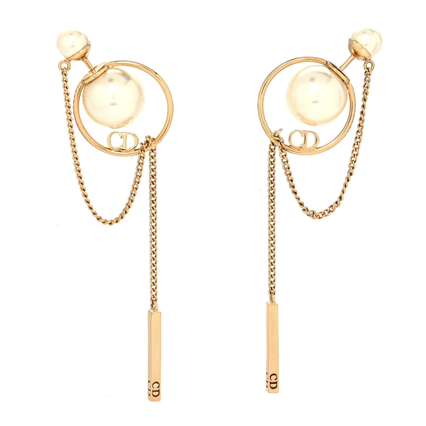Pearl Tribales Dangle Chain Earrings Gold