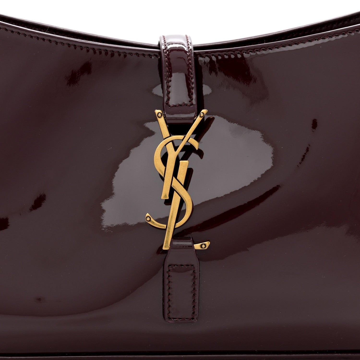 Saint Laurent Patent Le 5 A 7 Hobo Bordeaux 8 of 10