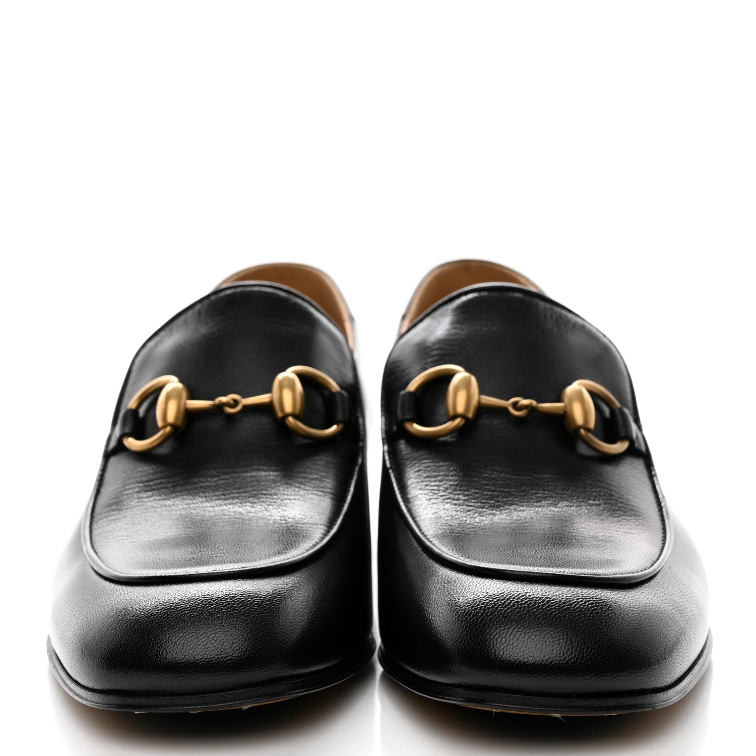 Gucci Goatskin Womens Horsebit Mid-Heel Loafers 37 Black 2 of 9