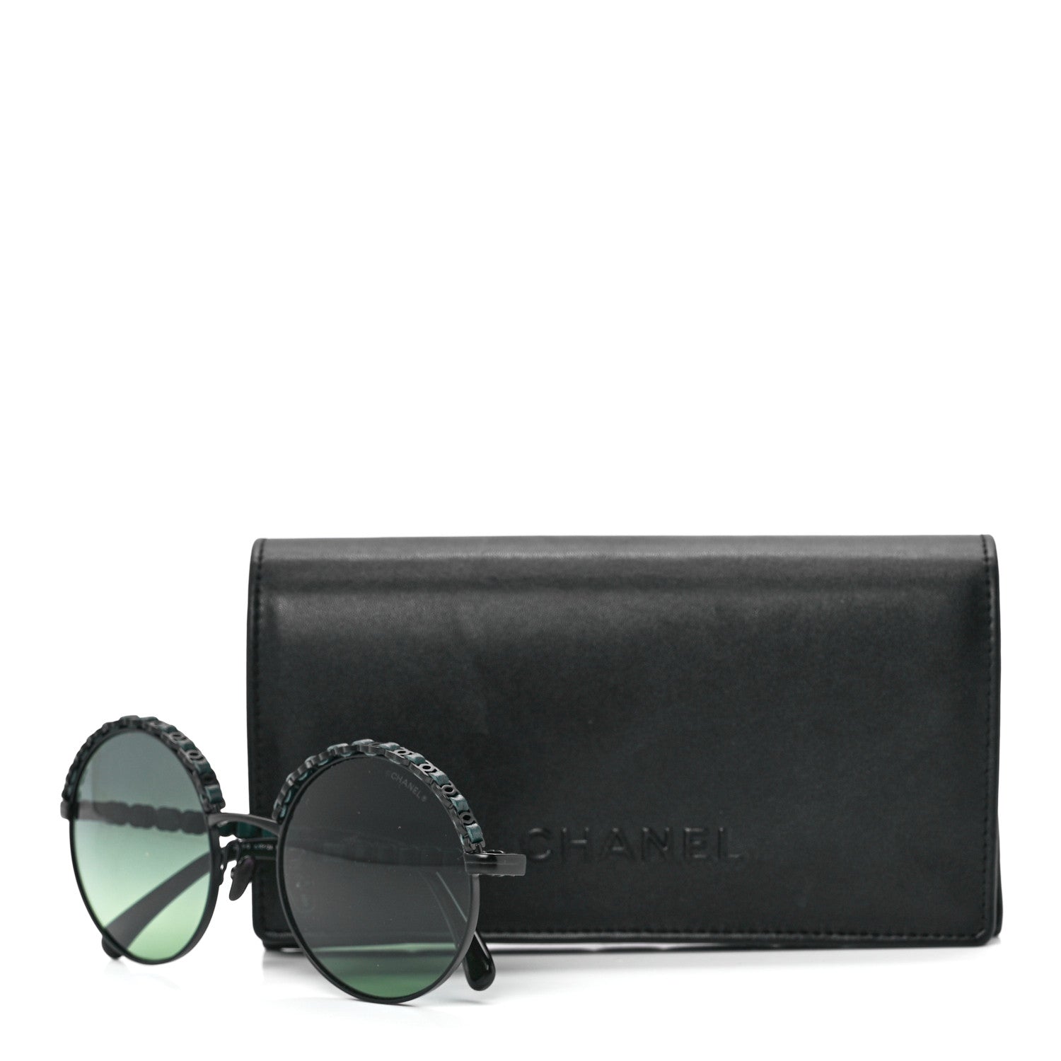 Chanel Metal Calfskin Round Chain Sunglasses 4265-Q Black 8 of 8