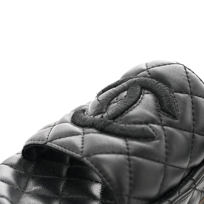 Chanel Lambskin Quilted CC Mules Sandals 36 Black 8 of 9