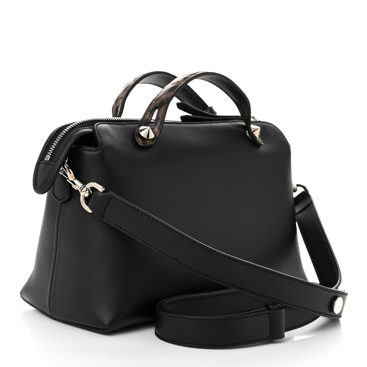 Vitello Dolce Bi-Color FF 1974 Embossed Medium By The Way Boston Bag Black Maya