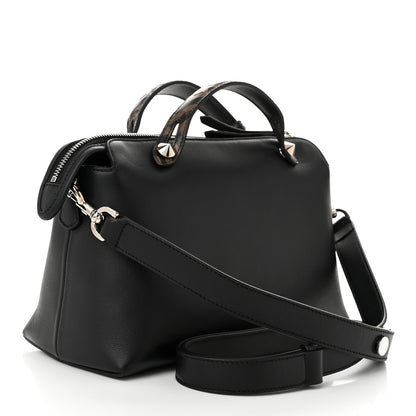 Fendi Vitello Dolce Bi-Color FF 1974 Embossed Medium By The Way Boston Bag Black Maya 3 of 11