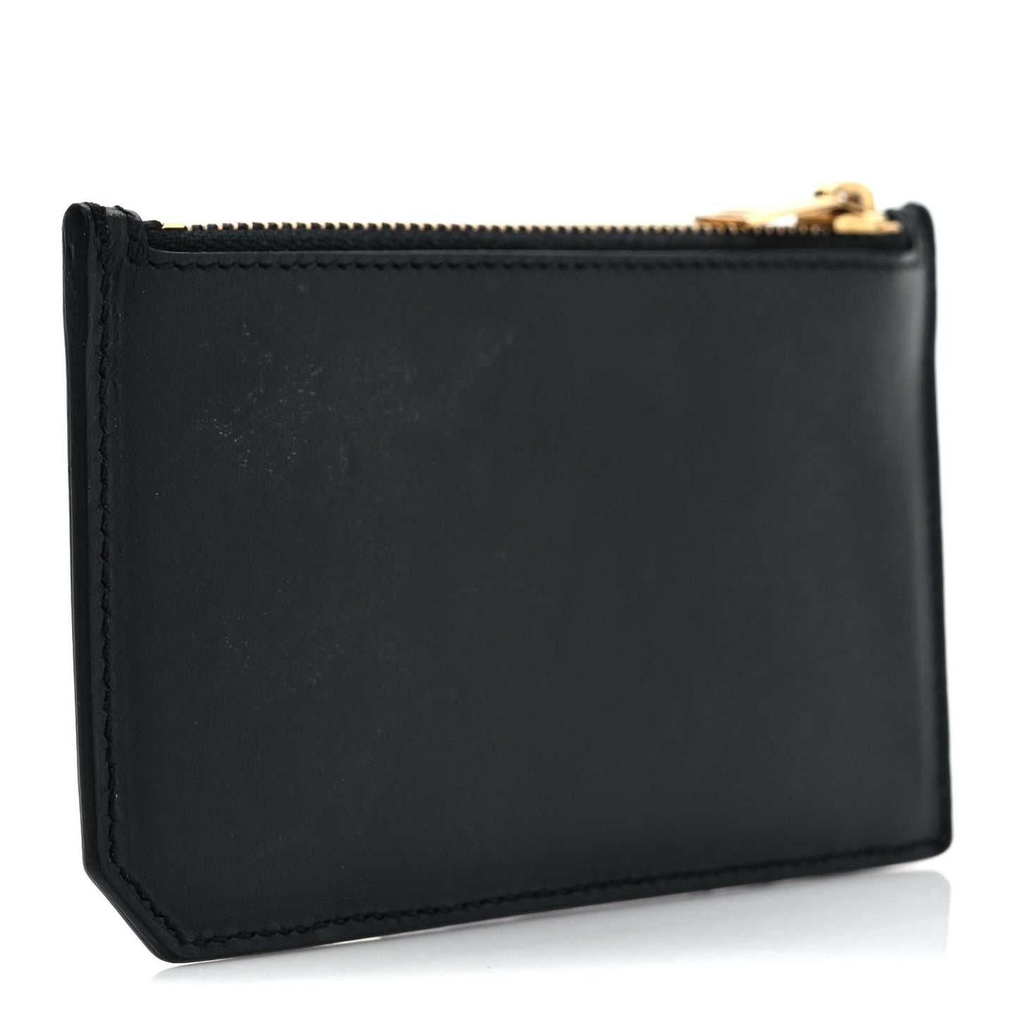 Calfskin 5 Fragments Zip Pouch Card Holder Black