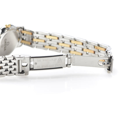 Omega Stainless Steel 18K Yellow Gold Diamond 22mm De Ville Quartz Watch Champagne 4370.16.00 7 of 8
