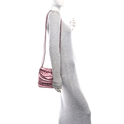 Chanel Metallic Lambskin Lacquered Monochrome Quilted Mini Chanel 22 Pink 2 of 12