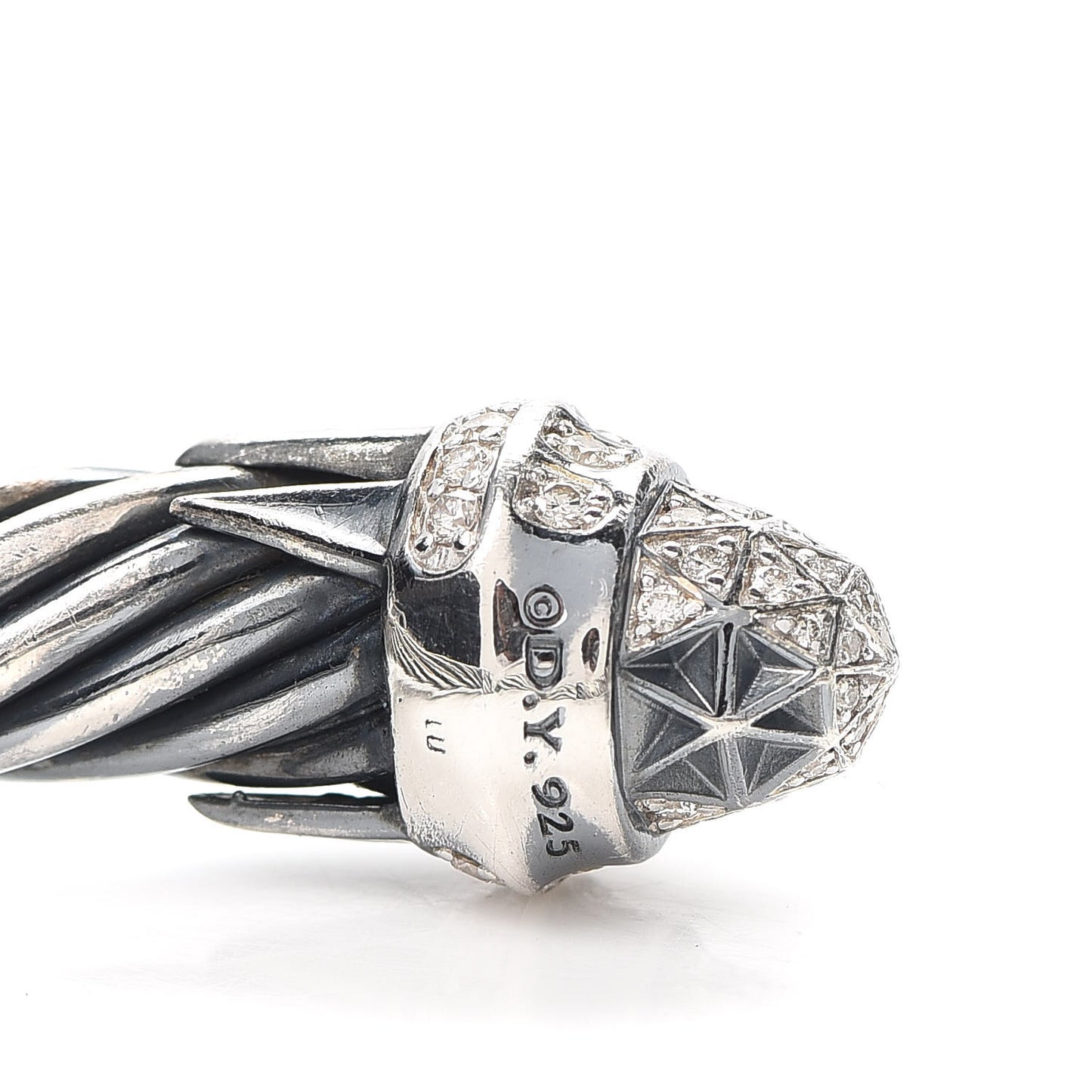 Sterling Silver Black Rhodium Diamond 9mm Cable Statue of Liberty Bracelet