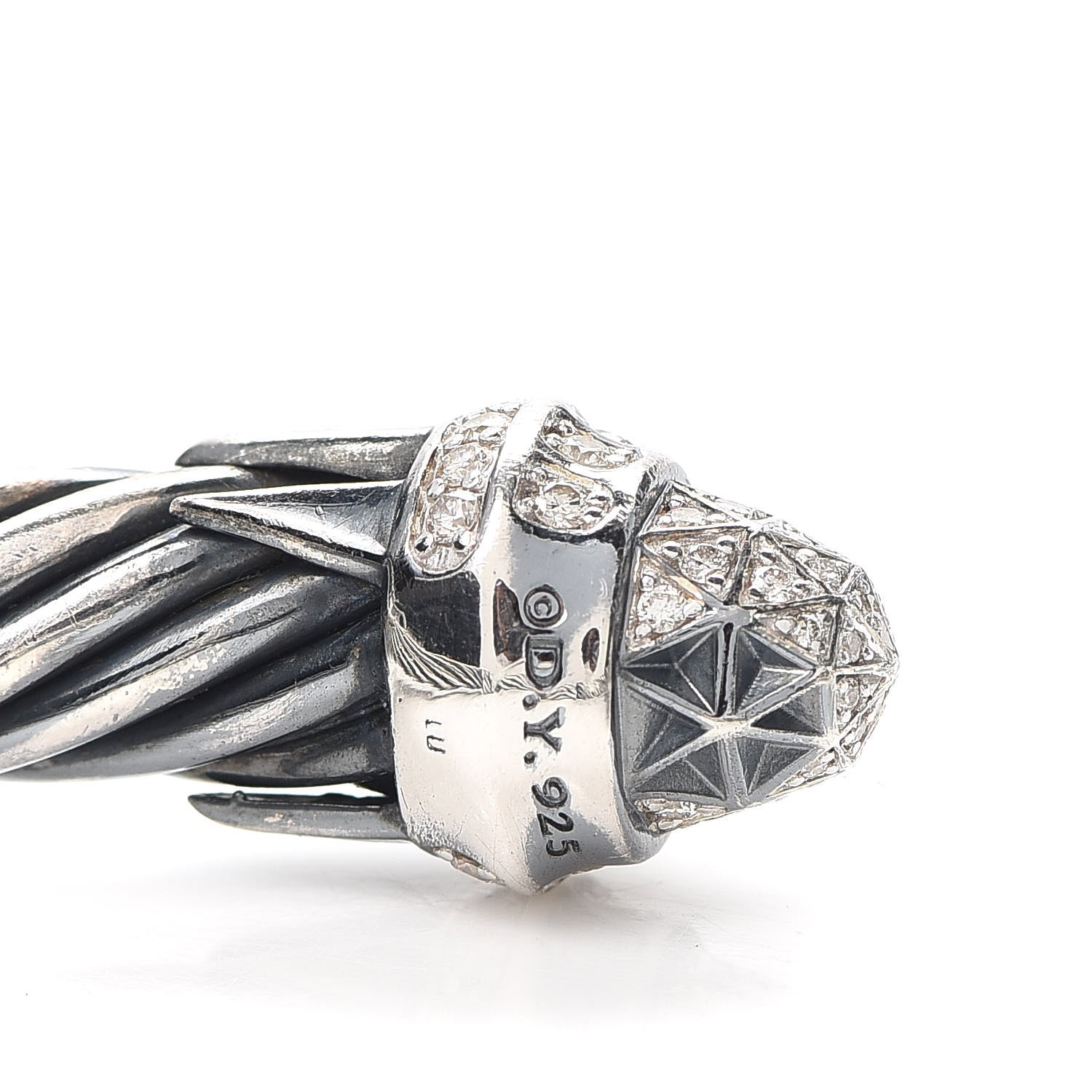 David Yurman Sterling Silver Black Rhodium Diamond 9mm Cable Statue of Liberty Bracelet 4 of 4