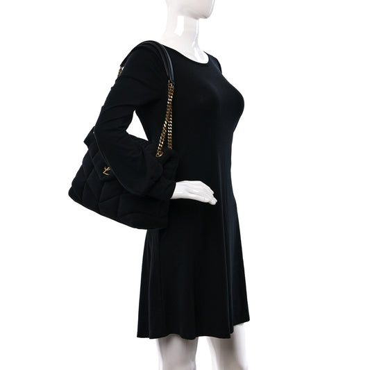 Wool Jersey Quilted Medium Loulou Puffer Monogram Chain Black