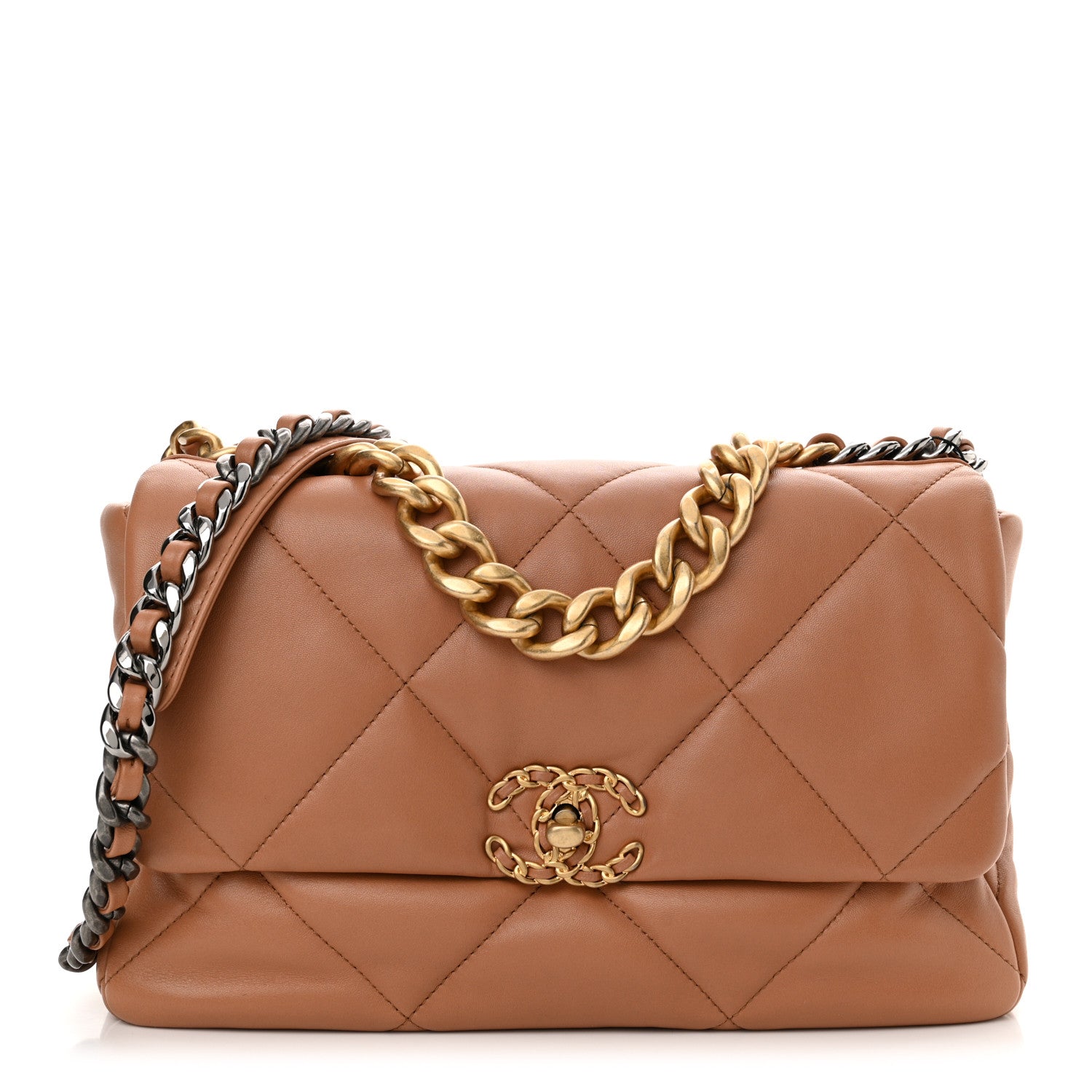 Chanel Lambskin Quilted Large Chanel 19 Flap Brown 1 of 11