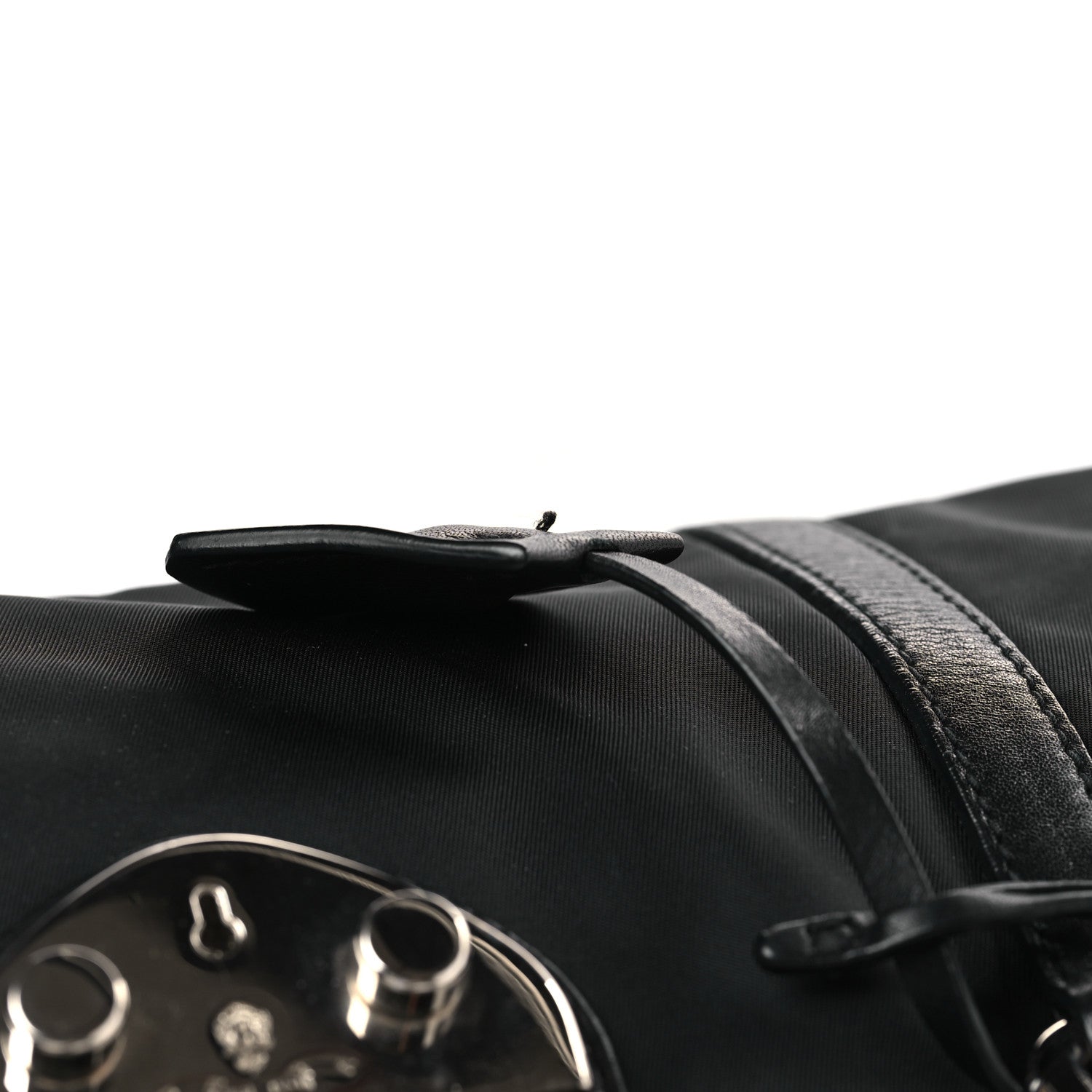 Prada Tessuto Nylon Vitello Foldover Pushlock Satchel Black 9 of 10