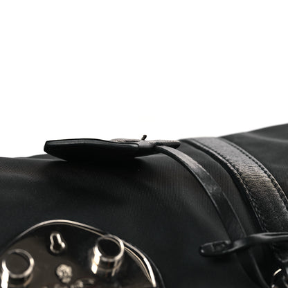 Prada Tessuto Nylon Vitello Foldover Pushlock Satchel Black 9 of 10