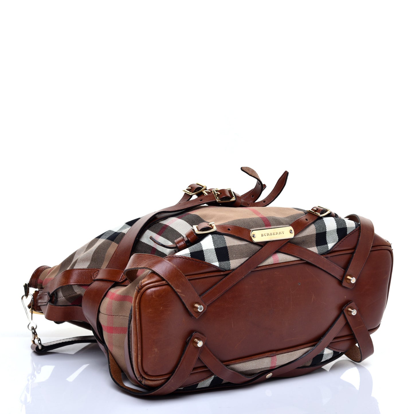 House Check Bridle Calfskin Medium Gosford Hobo Dark Tan