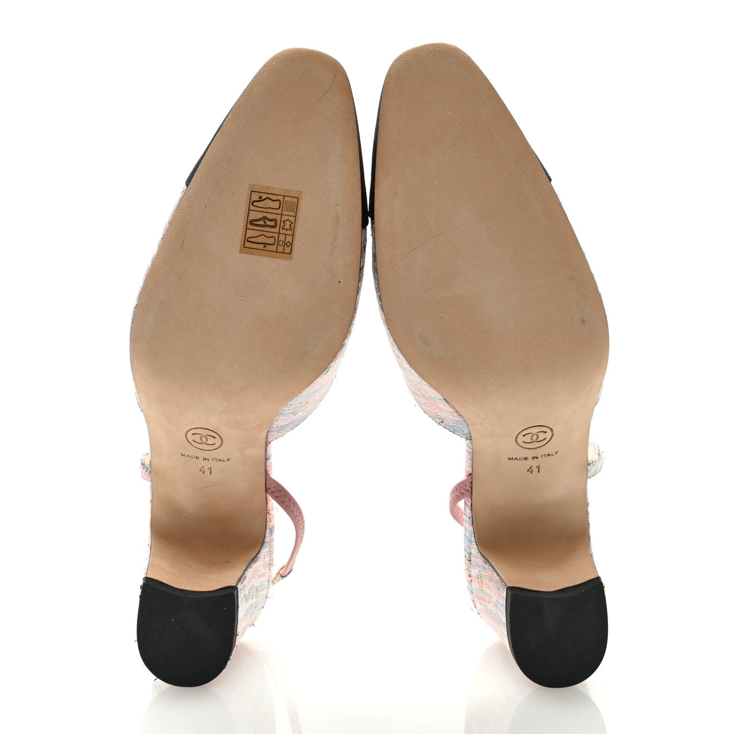 Chanel Tweed Grosgrain Cap Toe CC Slingback Pumps 41 Iridescent Multicolor Black 5 of 7