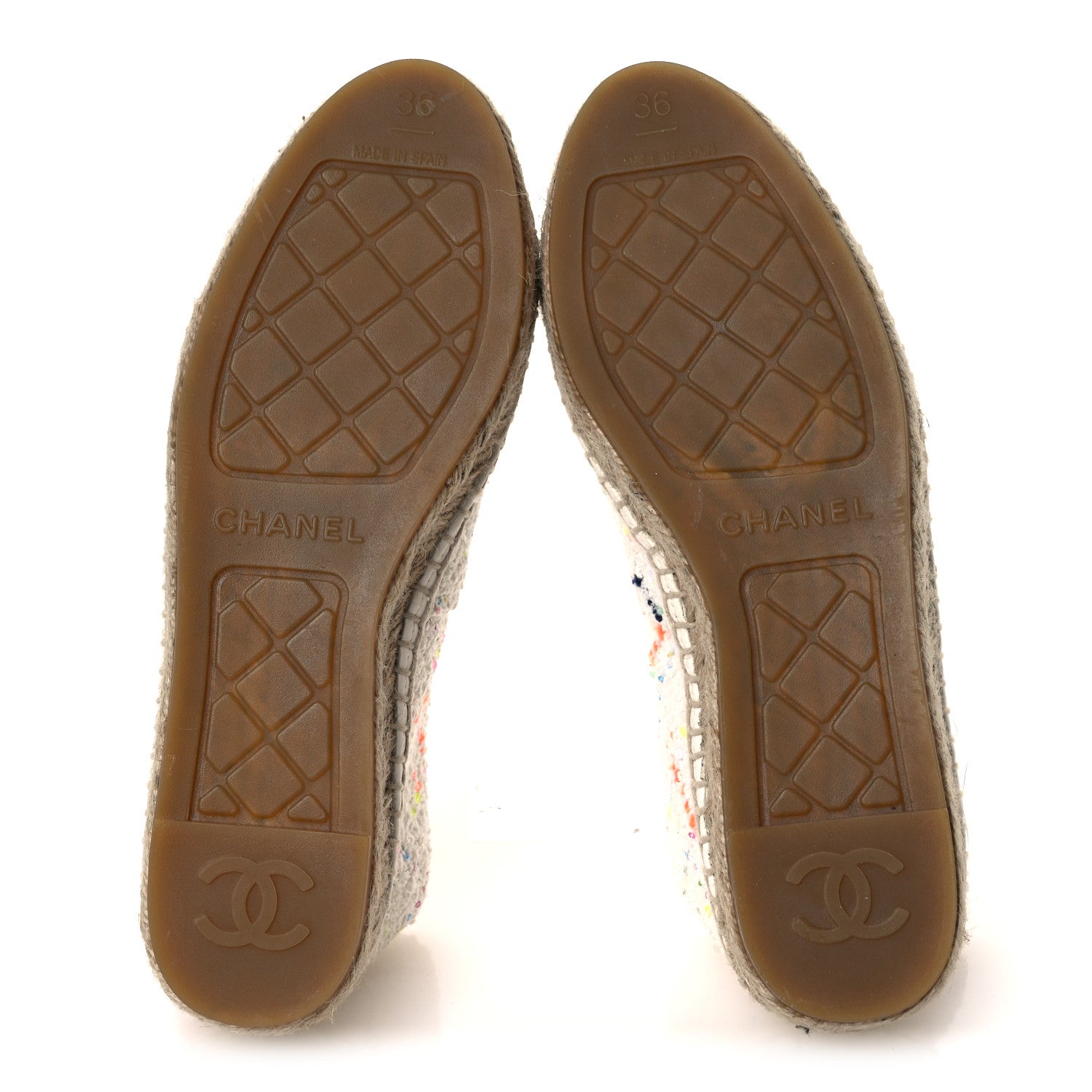 Chanel Glittered Tweed Lambskin CC Espadrilles 36  White Multicolor 7 of 11