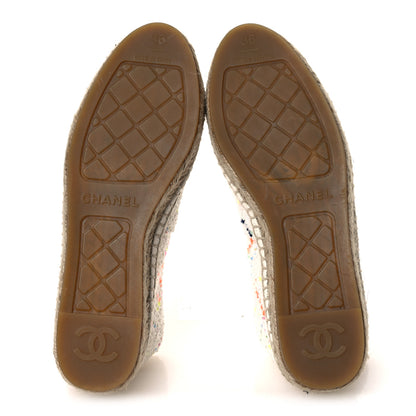Chanel Glittered Tweed Lambskin CC Espadrilles 36  White Multicolor 7 of 11