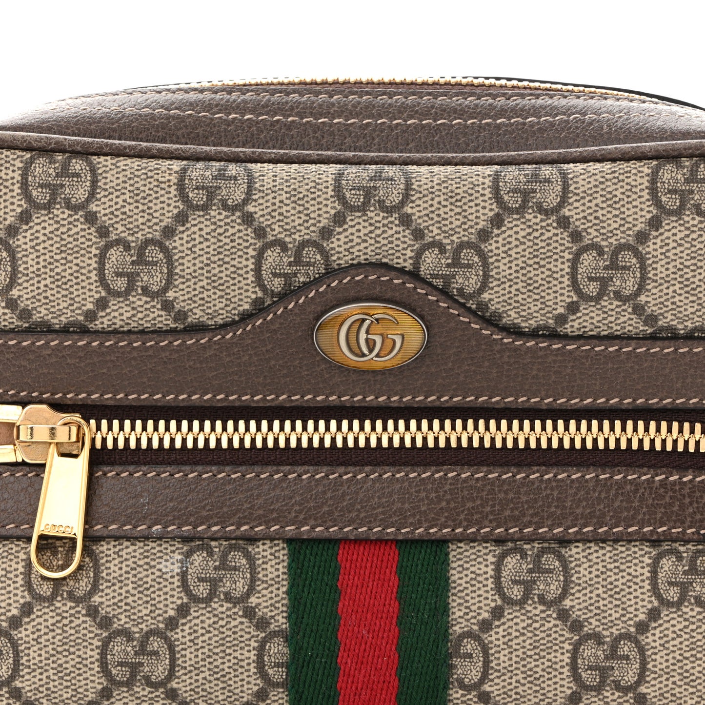 GG Supreme Monogram Web Small Ophidia Belt Bag 95 38 Dark Brown