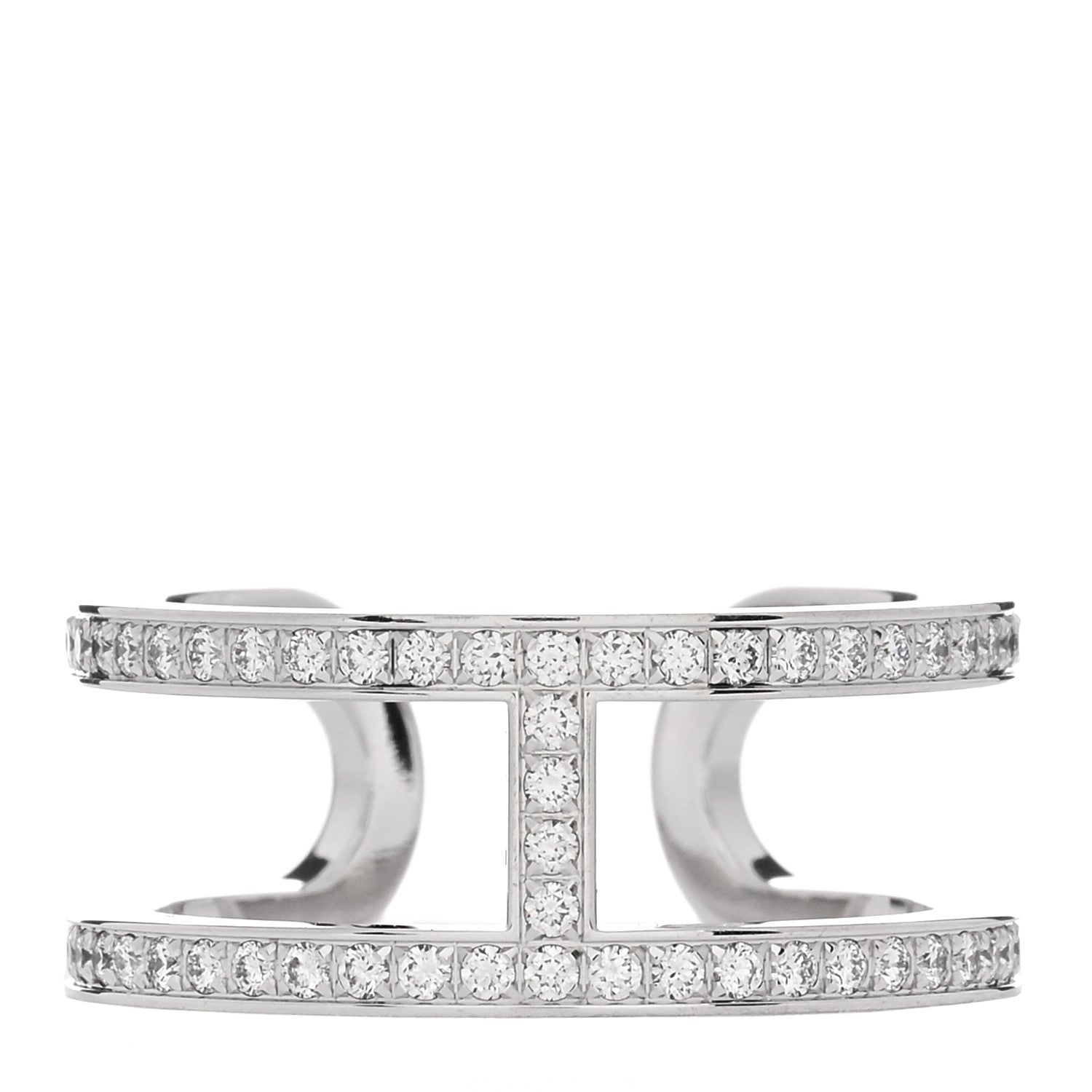 Hermes 18K White Gold Diamond MM Ever Chaine D'Ancre Ring 55 7.25 1 of 5