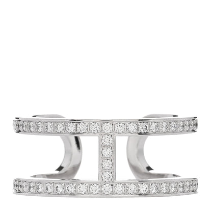 Hermes 18K White Gold Diamond MM Ever Chaine D'Ancre Ring 55 7.25 1 of 5