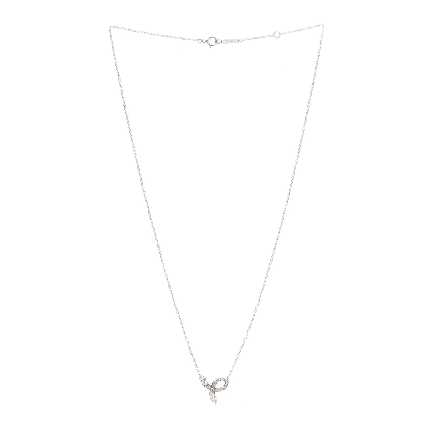 Platinum Diamond Victoria Bow Necklace