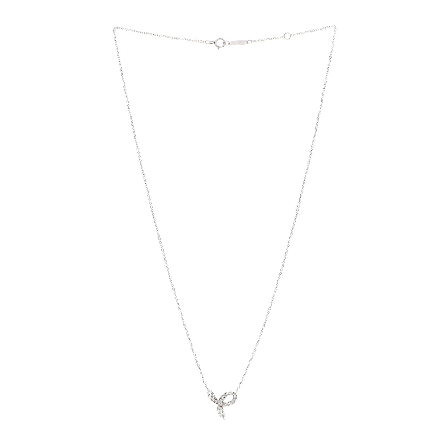 Tiffany Platinum Diamond Victoria Bow Necklace 3 of 6